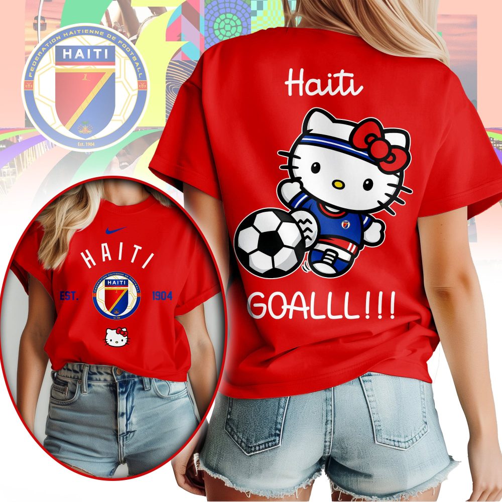 Haiti , Premium Wc26 Hello Kitty Soccer Fan Women Shirt - Image 3