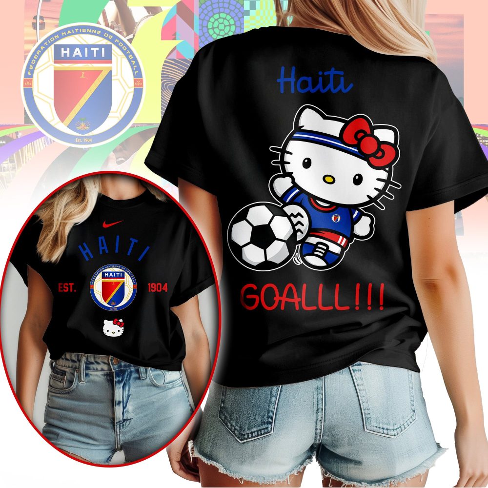 Haiti , Premium Wc26 Hello Kitty Soccer Fan Women Shirt - Image 2