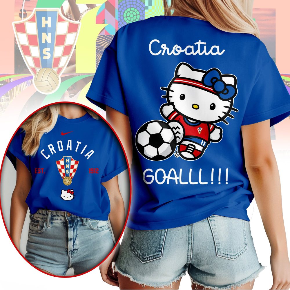 Croatia , Premium Wc26 Hello Kitty Soccer Fan Women Shirt - Image 4