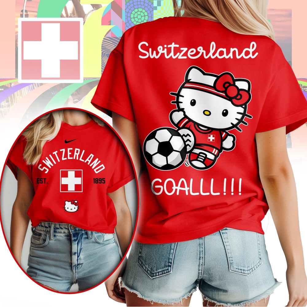 Switzerland , Premium Wc26 Hello Kitty Soccer Fan Women Shirt - Image 3