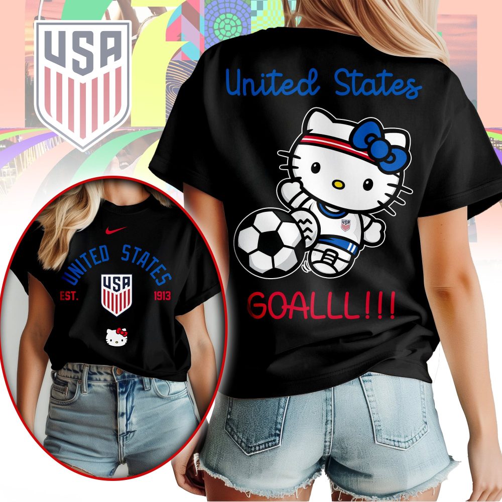Usa , Premium Wc26 Hello Kitty Soccer Fan Women Shirt - Image 2