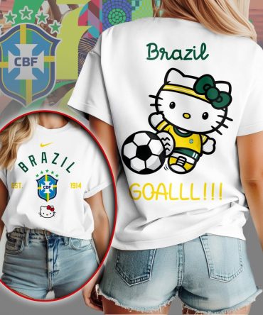 Brazil , Premium Wc26 Hello Kitty Soccer Fan Women Shirt