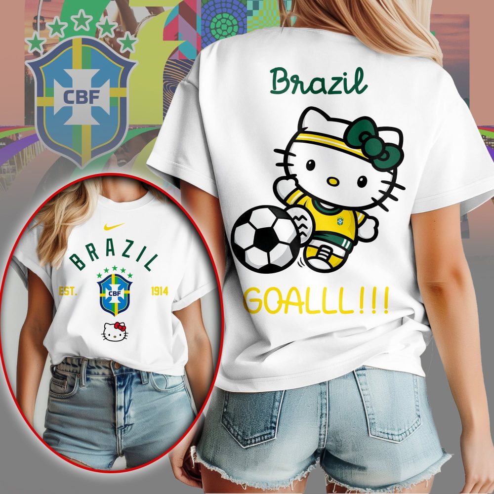 Brazil , Premium Wc26 Hello Kitty Soccer Fan Women Shirt