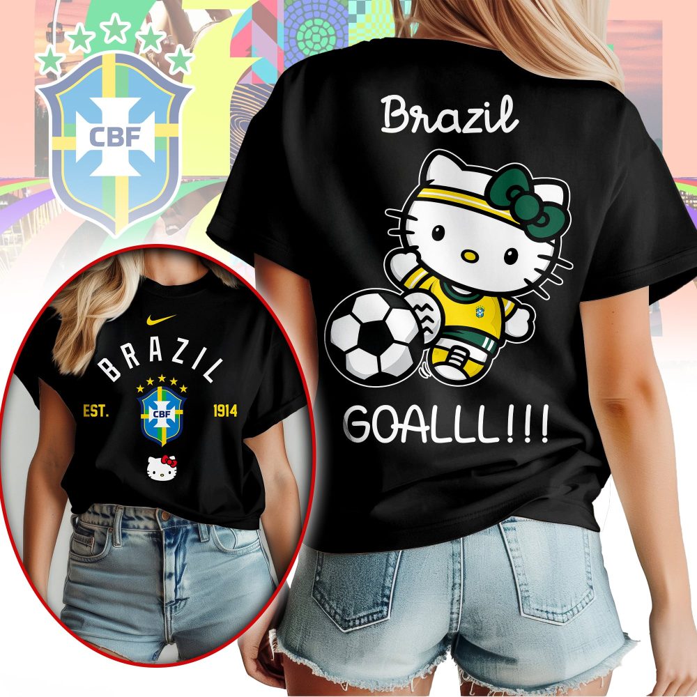 Brazil , Premium Wc26 Hello Kitty Soccer Fan Women Shirt - Image 2
