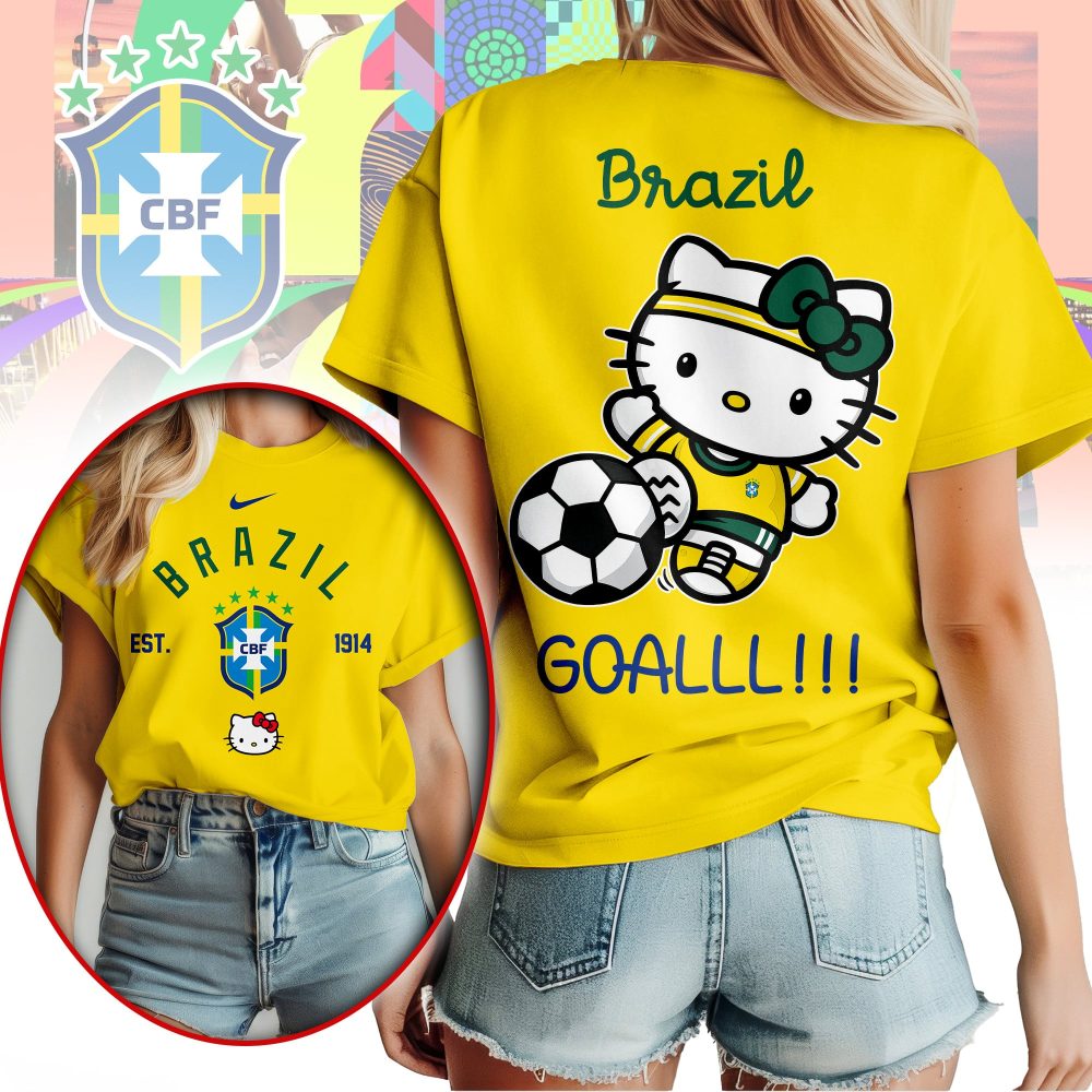 Brazil , Premium Wc26 Hello Kitty Soccer Fan Women Shirt - Image 3
