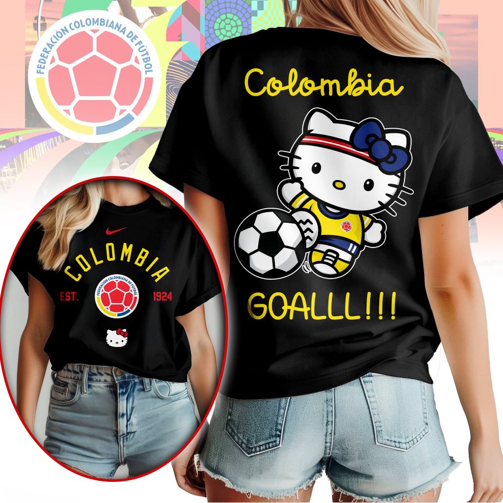 Colombia , Premium Wc26 Hello Kitty Soccer Fan Women Shirt - Image 2