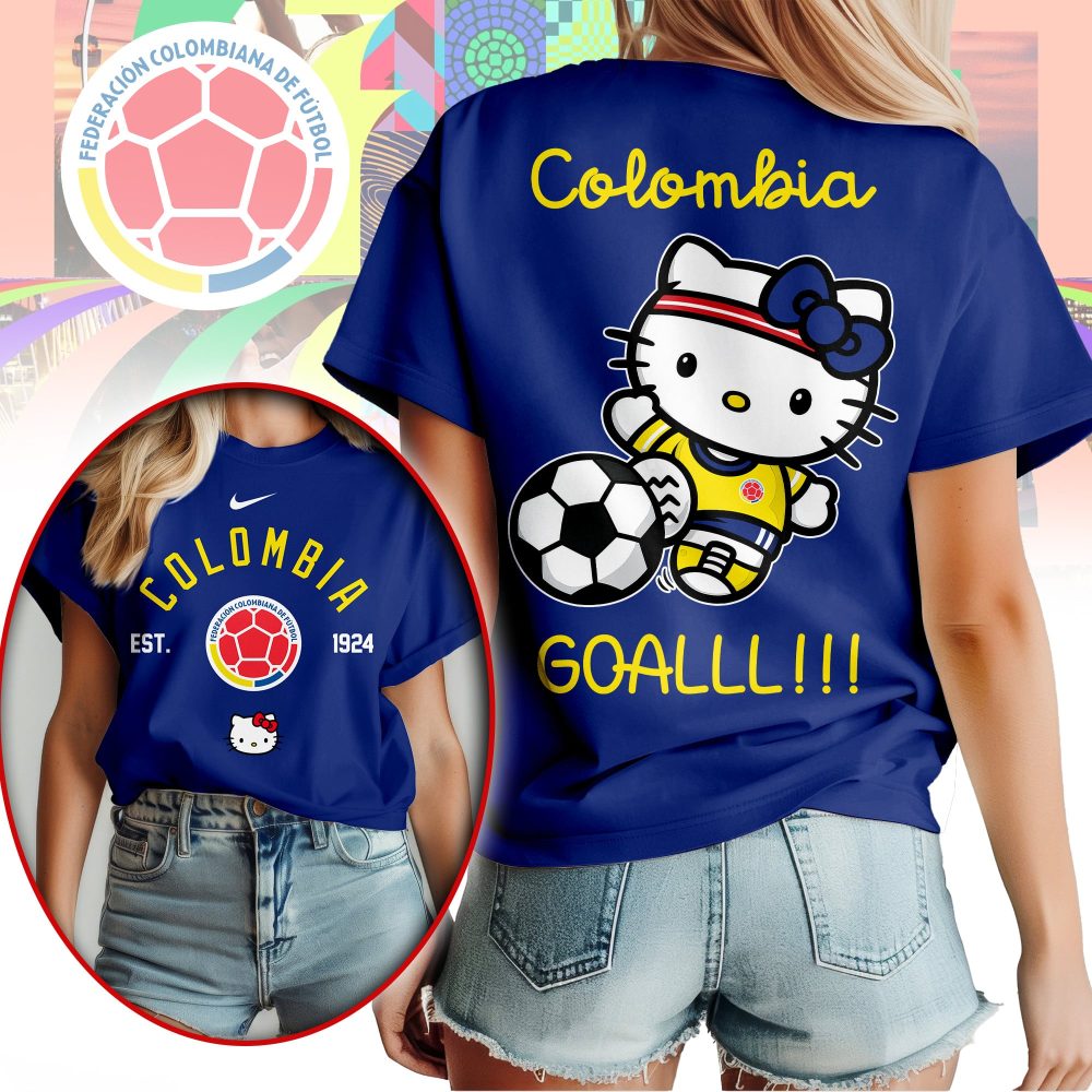 Colombia , Premium Wc26 Hello Kitty Soccer Fan Women Shirt - Image 4