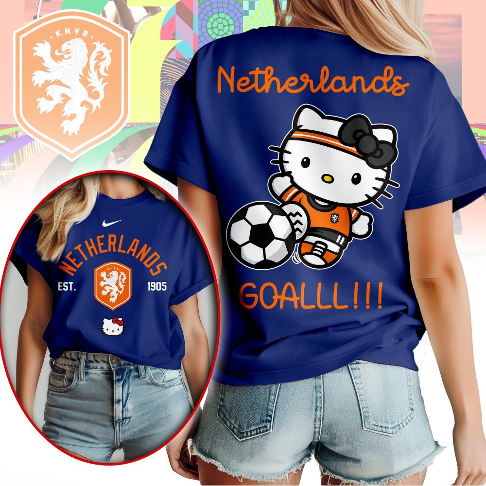 Netherlands , Premium Wc26 Hello Kitty Soccer Fan Women Shirt - Image 3