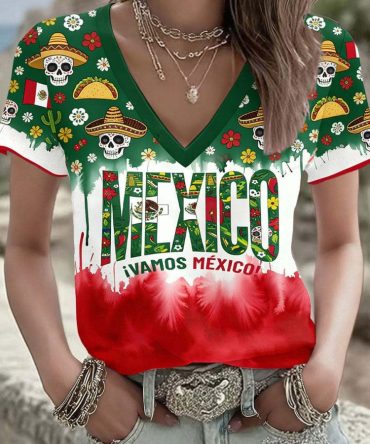 Mexico Fifa World Cup 2026 Merch Vamos Mexico V-Neck Shirt Gifts For Soccer Lovers