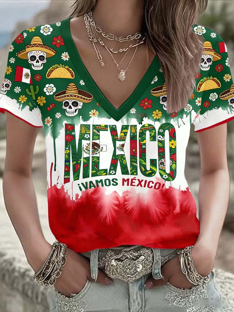Mexico Fifa World Cup 2026 Merch Vamos Mexico V-Neck Shirt Gifts For Soccer Lovers