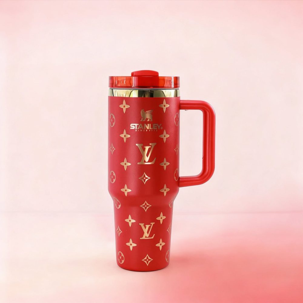 Louis Vuitton Lv Custom Design Holographic 40 Oz Insulated Car Cup, Tumbler With Handle