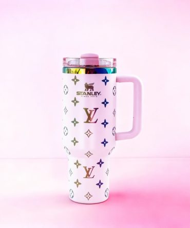 Louis Vuitton Lv Custom Design Holographic 40 Oz Insulated Car Cup, Tumbler With Handle