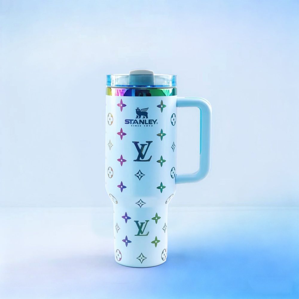 Louis Vuitton Lv Custom Design Holographic 40 Oz Insulated Car Cup, Tumbler With Handle