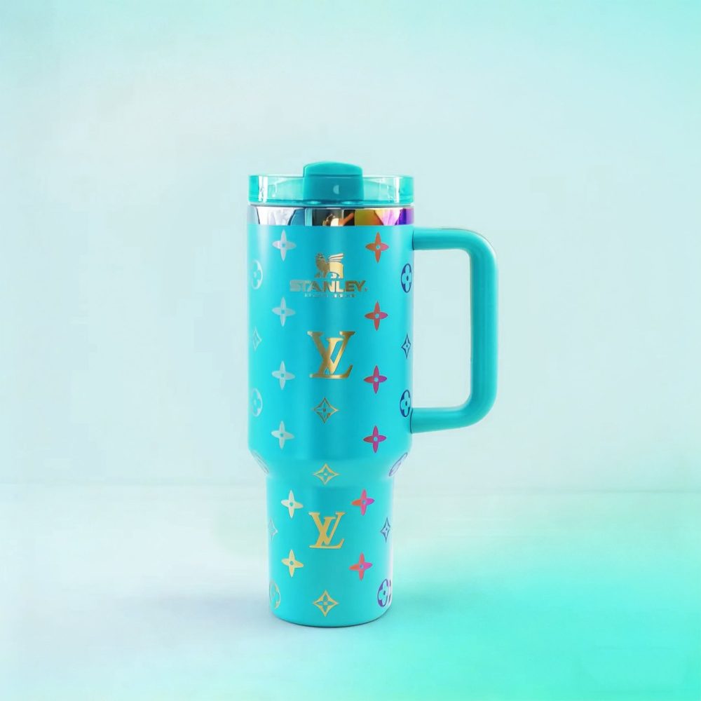 Louis Vuitton Lv Custom Design Holographic 40 Oz Insulated Car Cup, Tumbler With Handle
