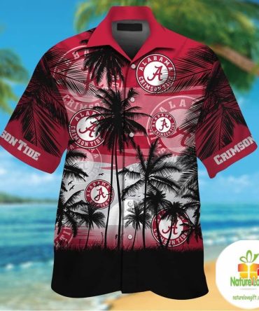 Alabama Crimson Tide Hawaiian Shirt Tropical Button Up Short Sleeve