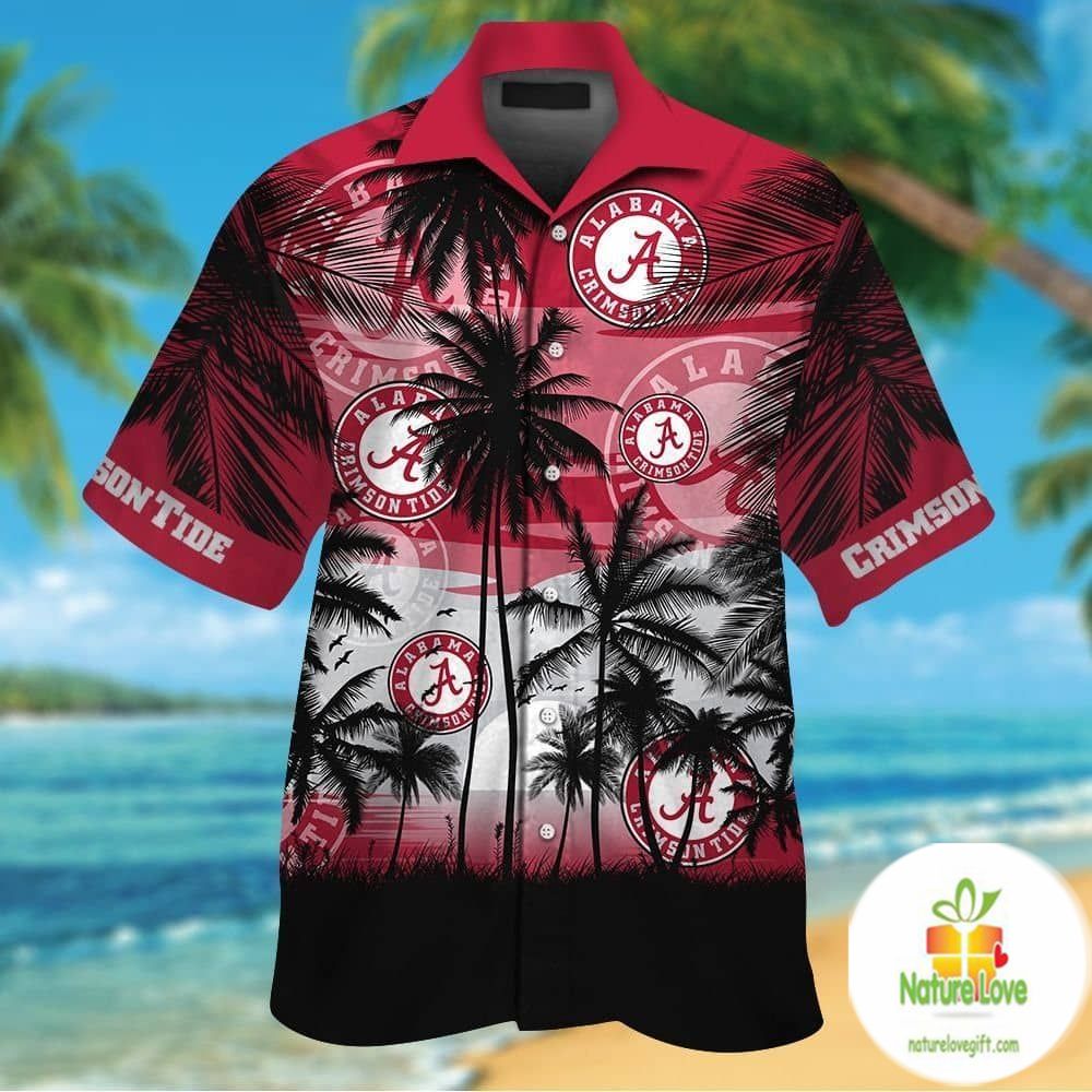 Alabama Crimson Tide Hawaiian Shirt Tropical Button Up Short Sleeve