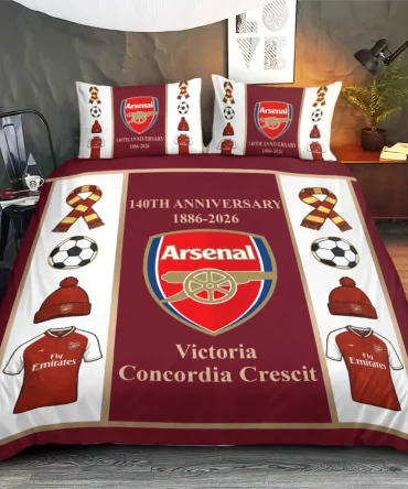 Arsenal Fc 140Th Anniversary 3-Piece Duvet Bedding Set