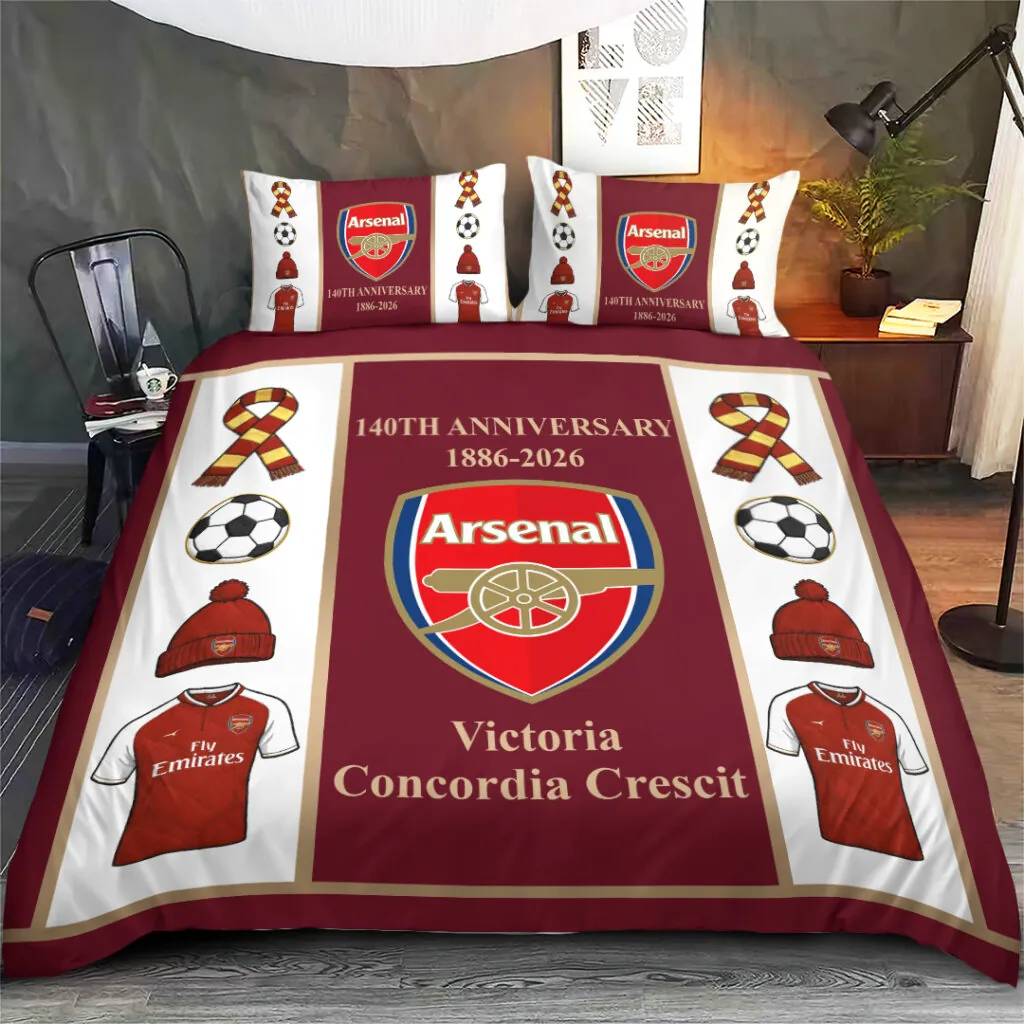 Arsenal Fc 140Th Anniversary 3-Piece Duvet Bedding Set