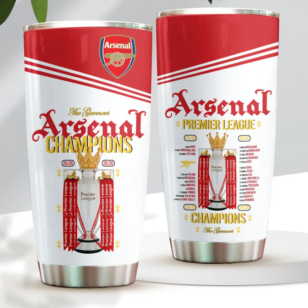 Arsenal Fc Premier League Champions 25/26 Tumbler Cup