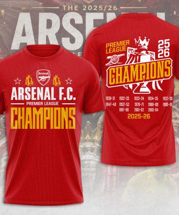 Arsenal Fc Premier League Champions 25/26 3D Shirt Hoodie Apparel