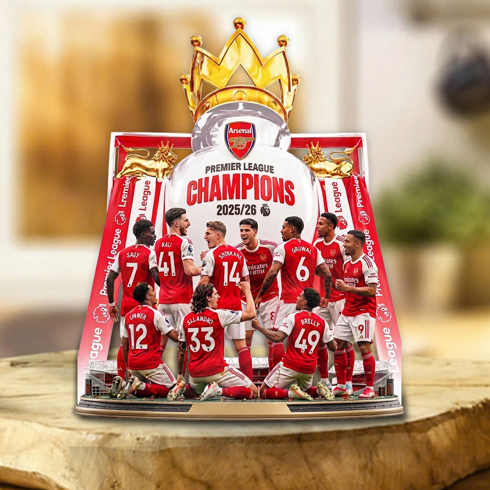 Arsenal Fc Premier League Champions 25/26 Custom Shape Acrylic Plaque