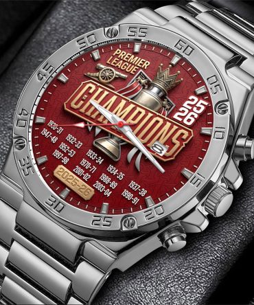 Arsenal Fc Premier League Champions 25/26 Gentleman Stainless Steel Watch