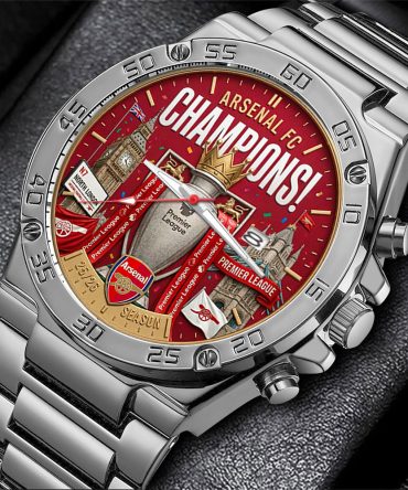 Arsenal Fc Premier League Champions 25/26 Gentleman Stainless Steel Watch