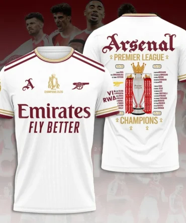 Arsenal Fc Premier League Champions 25/26 3D Apparel
