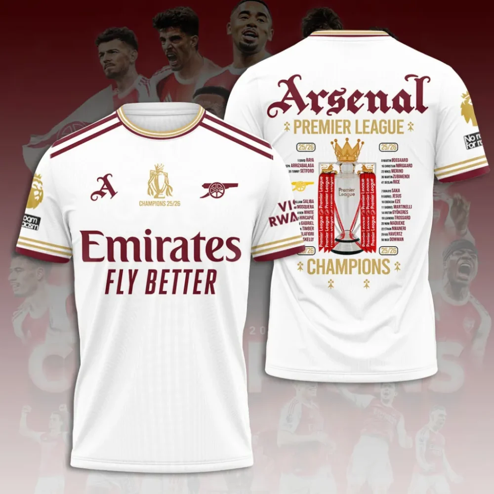 Arsenal Fc Premier League Champions 25/26 3D Apparel