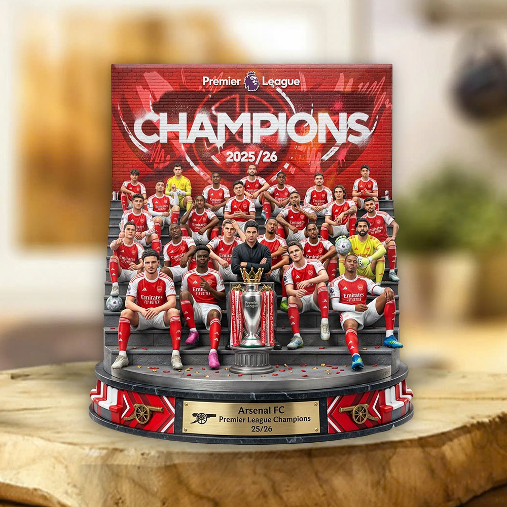 Arsenal Fc Premier League Champions 25/26 Custom Shape Acrylic Plaque