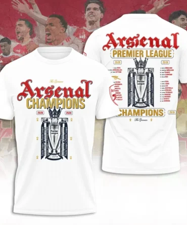 Arsenal Fc Premier League Champions 25/26 3D Shirt Hoodie Apparel