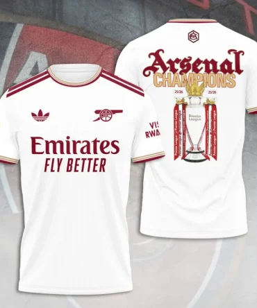 Arsenal Fc Premier League Champions 25/26 3D Shirt Hoodie Apparel