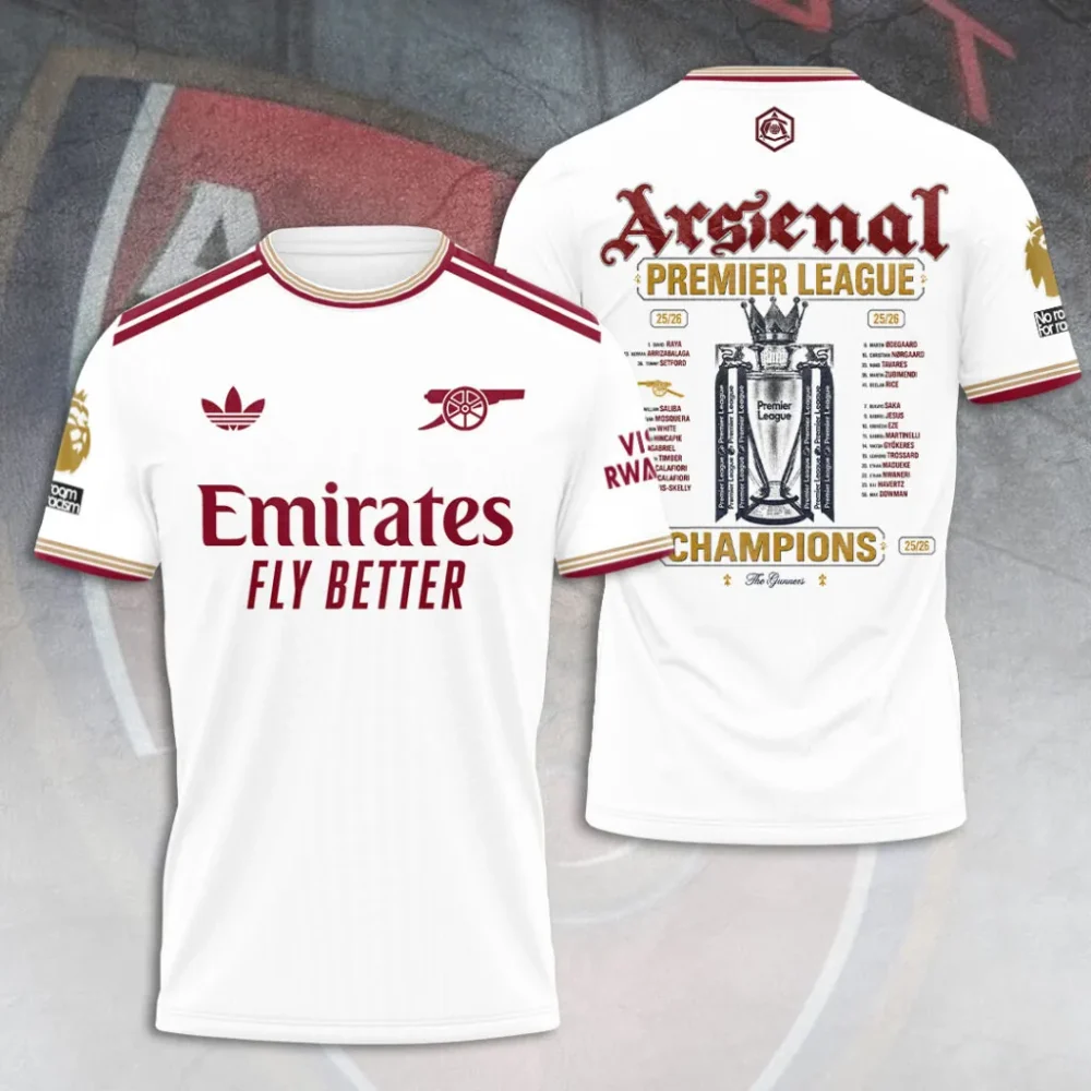 Arsenal Fc Premier League Champions 25/26 3D Shirt Hoodie Apparel