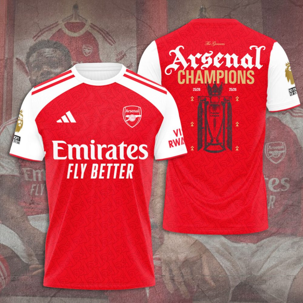 Arsenal Fc Premier League Champions 25/26 3D Apparel
