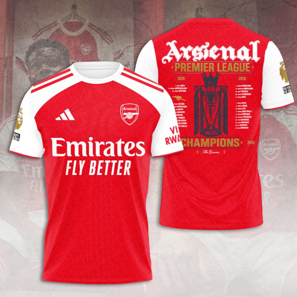 Arsenal Fc Premier League Champions 25/26 3D Apparel