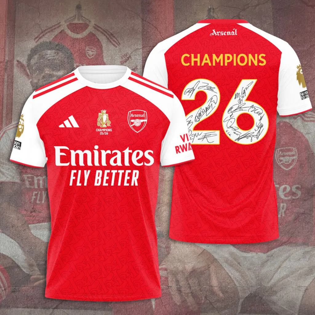 Arsenal Fc Premier League Champions 25/26 3D Apparel