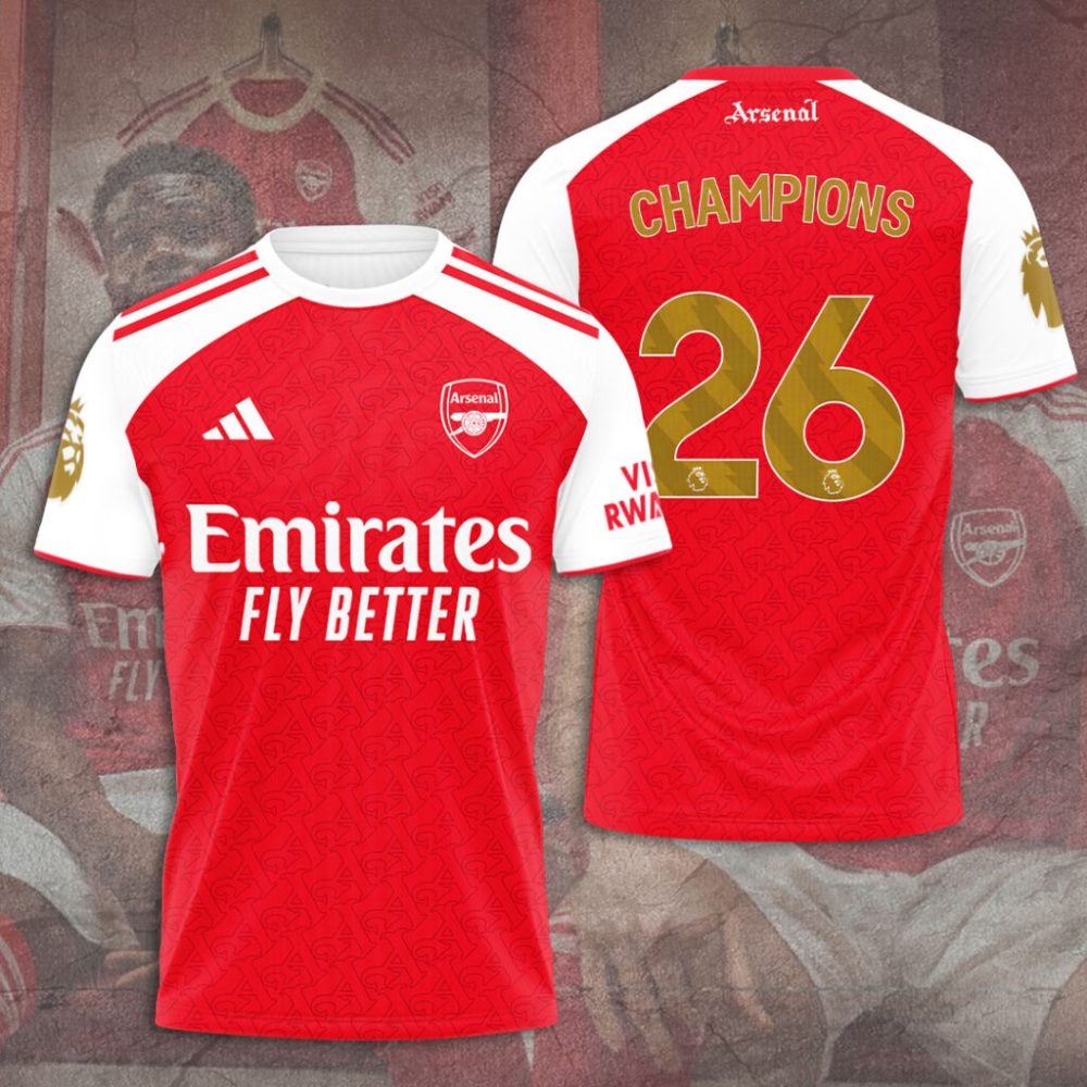 Arsenal Fc Premier League Champions 25/26 3D Apparel