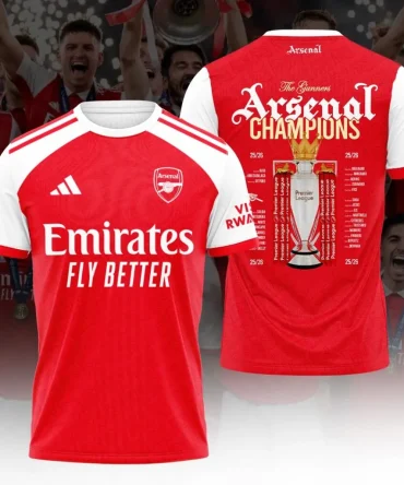 Arsenal Fc Premier League Champions 25/26 3D Shirt Hoodie Apparel
