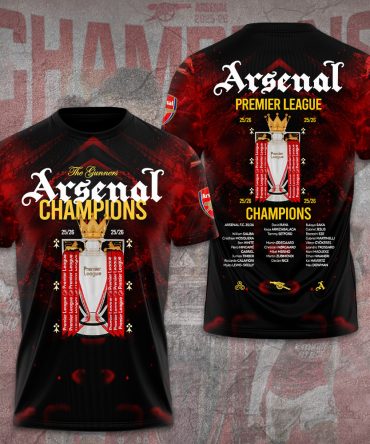 Arsenal Fc Premier League Champions 25/26 3D Apparel