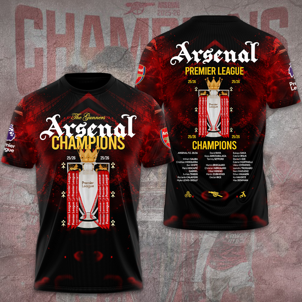 Arsenal Fc Premier League Champions 25/26 3D Apparel