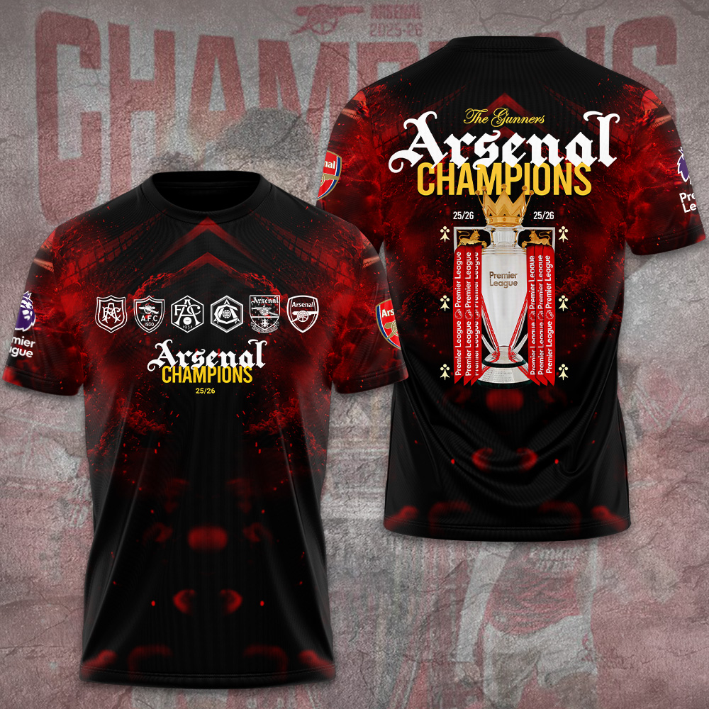 Arsenal Fc Premier League Champions 25/26 3D Apparel
