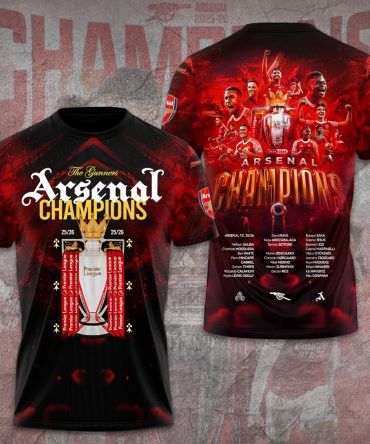 Arsenal Fc Premier League Champions 25/26 3D Apparel