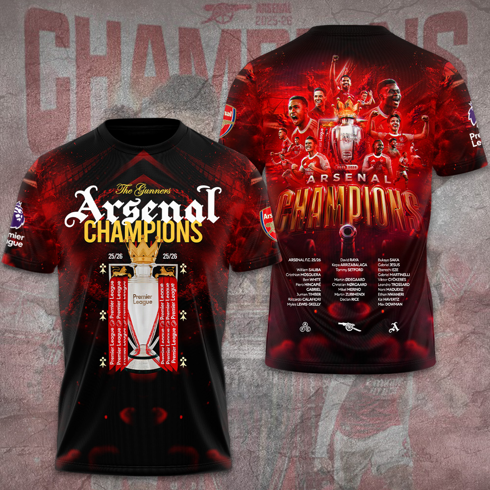 Arsenal Fc Premier League Champions 25/26 3D Apparel
