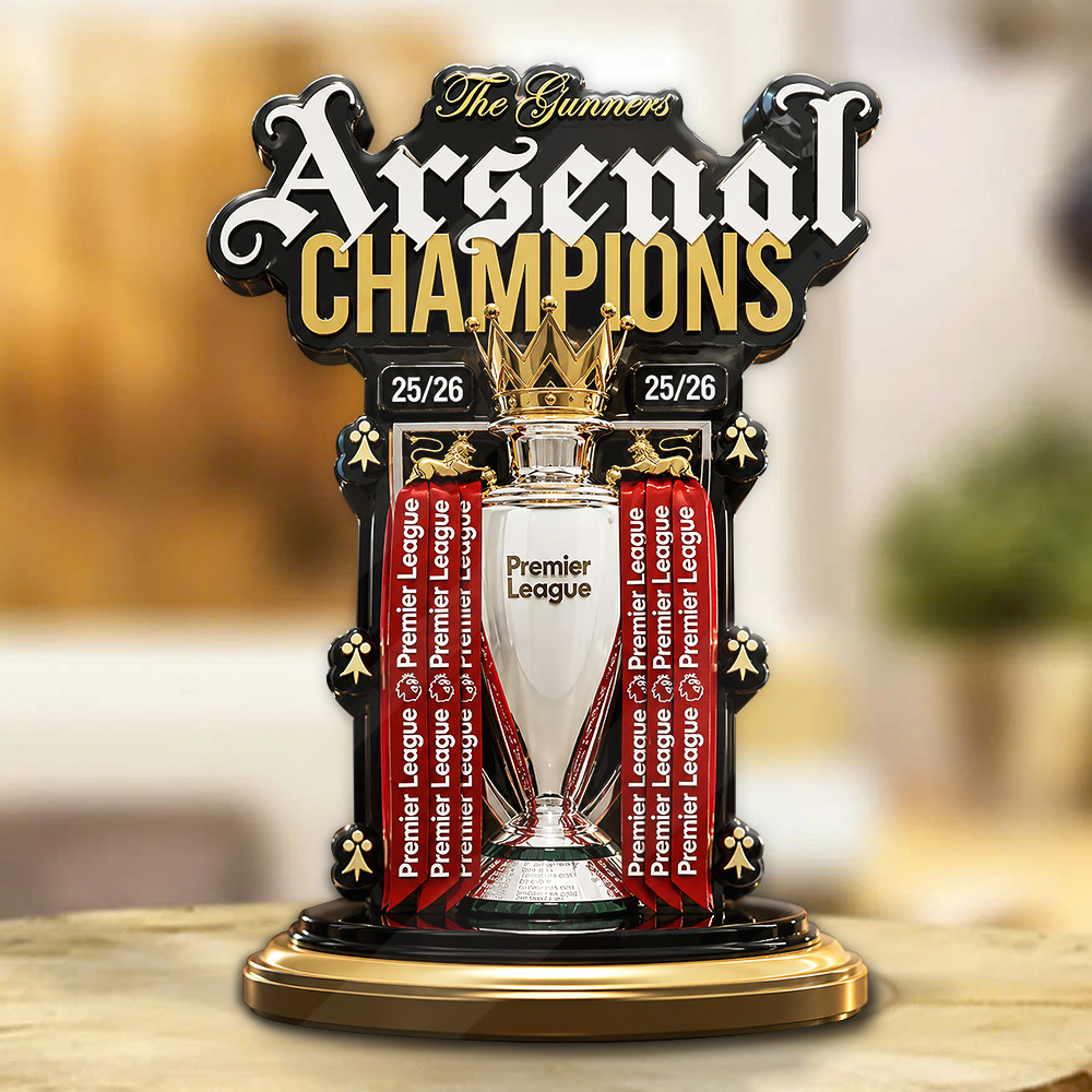Arsenal Fc Premier League Champions 25/26 Custom Shape Acrylic Plaque