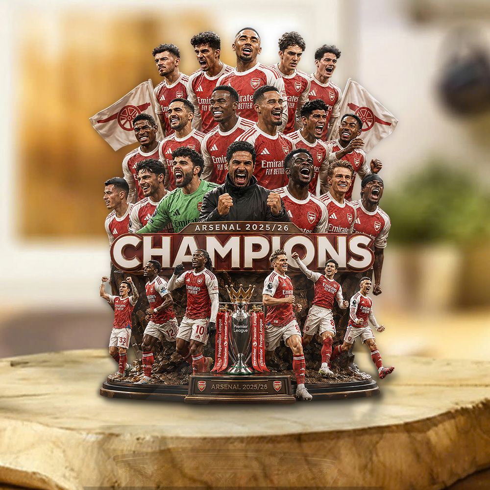 Arsenal Fc Premier League Champions 25/26 Custom Shape Acrylic Plaque