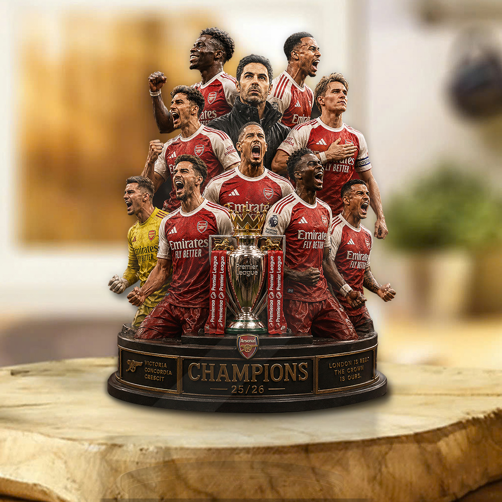 Arsenal Fc Premier League Champions 25/26 Custom Shape Acrylic Plaque