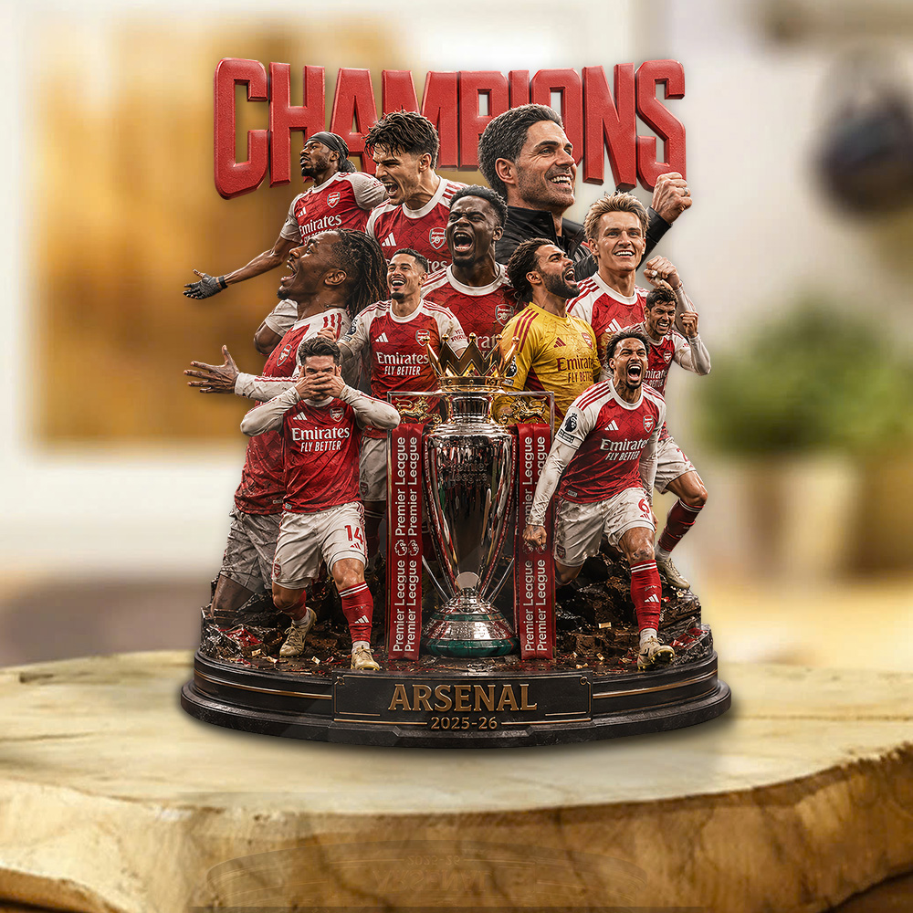 Arsenal Fc Premier League Champions 25/26 Custom Shape Acrylic Plaque