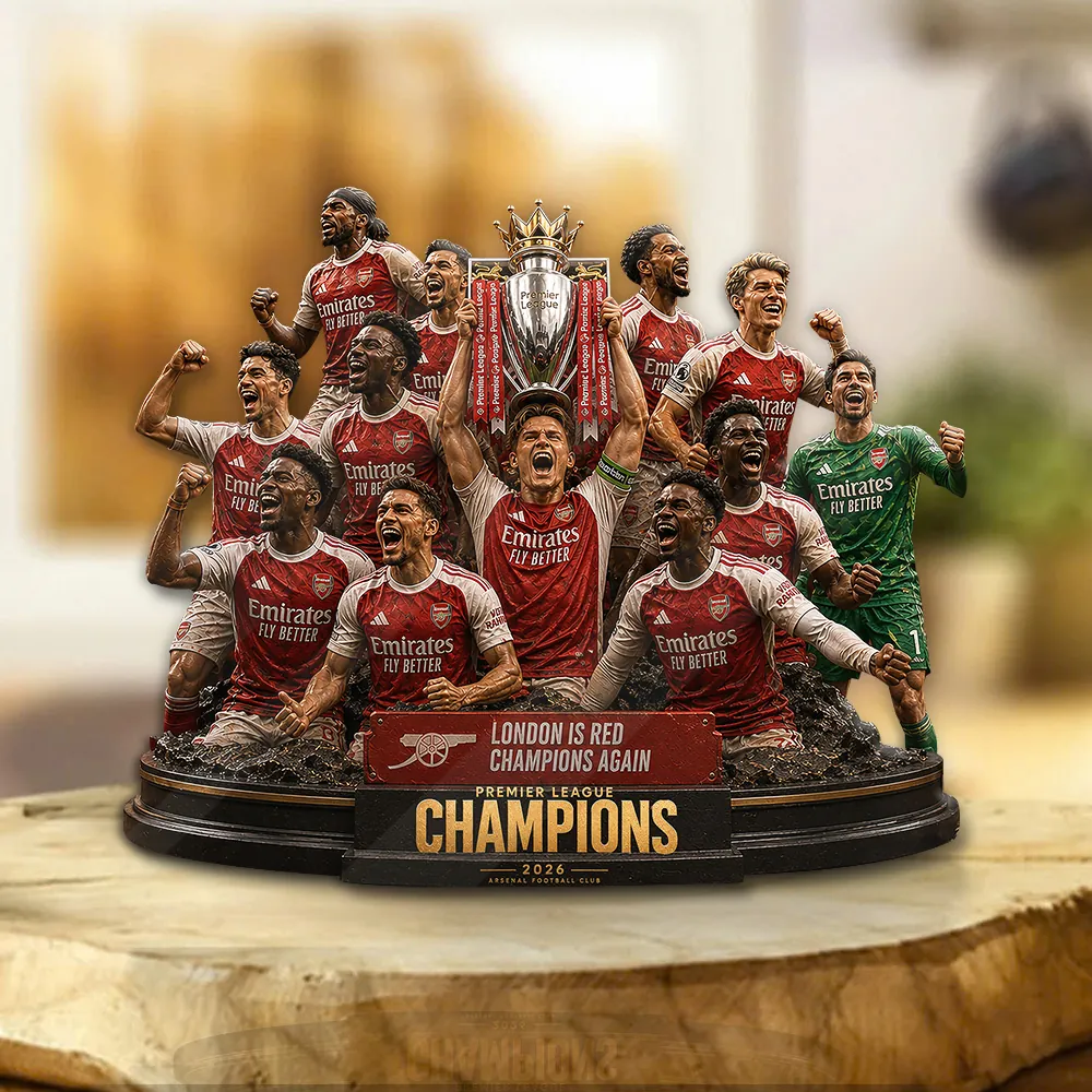 Arsenal Fc Premier League Champions 25/26 Custom Shape Acrylic Plaque