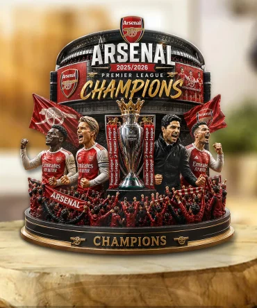 Arsenal Fc Premier League Champions 25/26 Custom Shape Acrylic Plaque