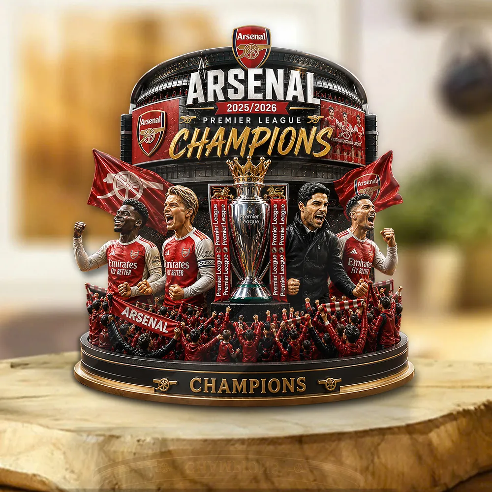 Arsenal Fc Premier League Champions 25/26 Custom Shape Acrylic Plaque